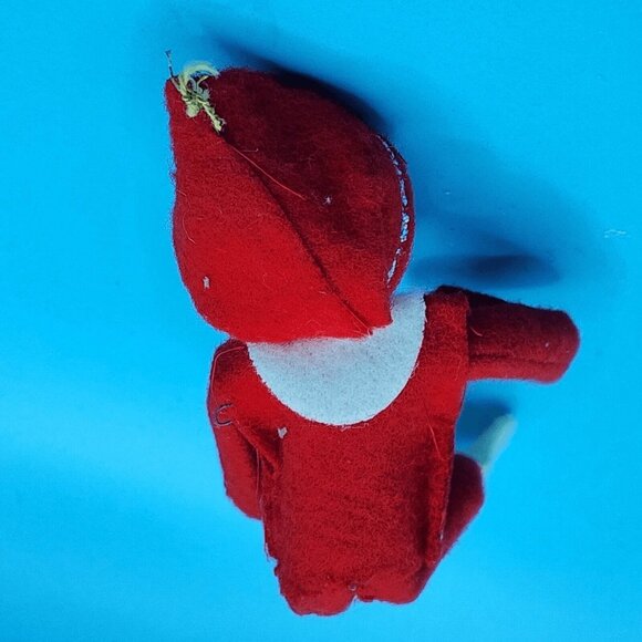 1950s Pixie Knee Hugger Elf Ornament Red White Poseable 5" Sockinette - Picture 7 of 11
